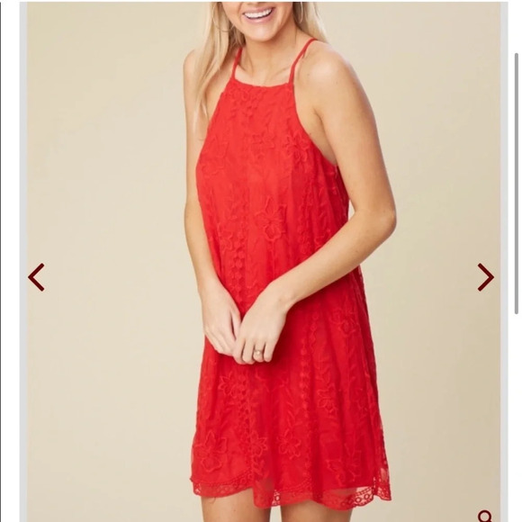 Altar’d State Red A-Line Halter Mini Swing Dress Colorful Sexy Summer Cami Small - Picture 1 of 9